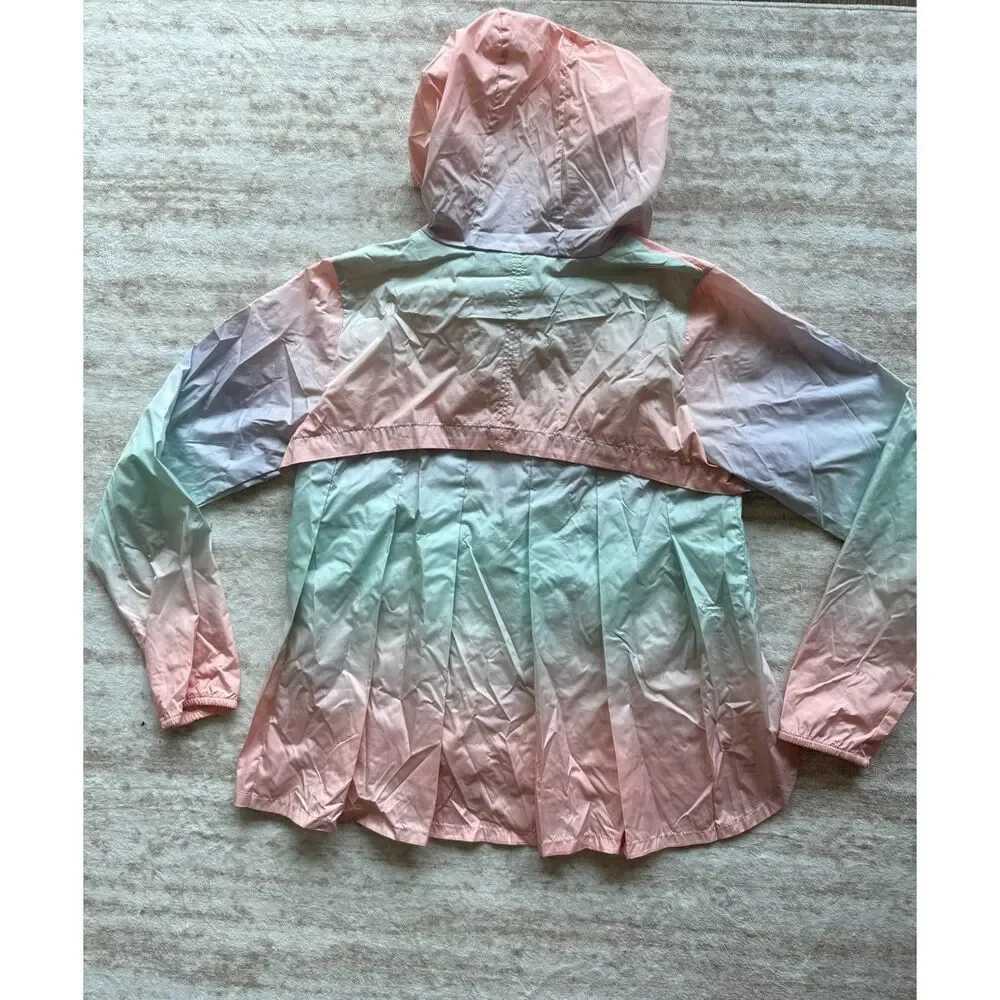 All in Motion Pastel Ombré Colorblock Windbreaker Jacket XL 14/16 Hooded